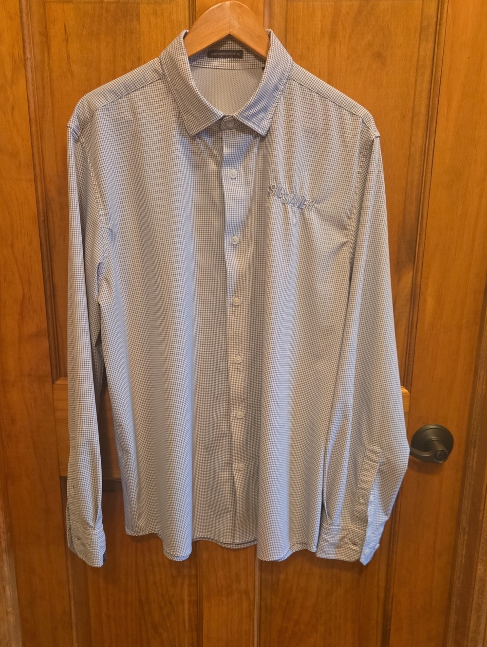 Men's Light Checked Button-Down Shirt By Storm Creek Size LARGE
